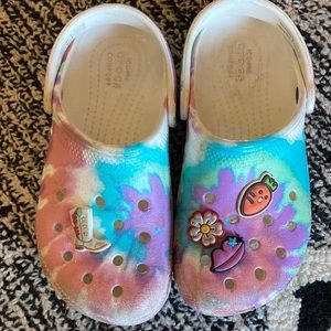 Girls size 13 tie dye crocs in good condition